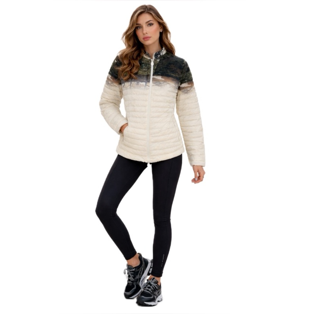 Gertrude + Gaston, Women's Cream and Black landscape scene Jacket, Size FrenchT3